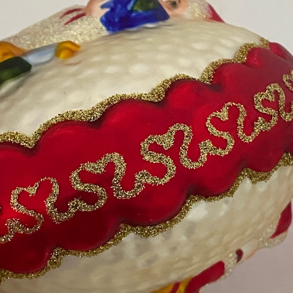 Vintage Waterford Christmas Ornament Blown Glass Two Sided Santa Claus Globe Toy - Picture 12 of 14